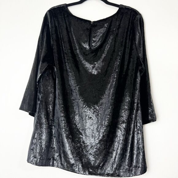 Caroline Rose Black Tunic Top Blouse 3/4 Sleeves Women’s M - Picture 4 of 10